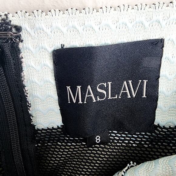 NWT Jovani Maslavi Black White Bandage Mesh Cocktail Mini Dress Size 8 - Picture 9 of 13